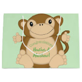 Monkey Baby Showgrün Große Geschenktüte (Vorderseite)