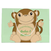 Monkey Baby Showgrün Große Geschenktüte (Rückseite)