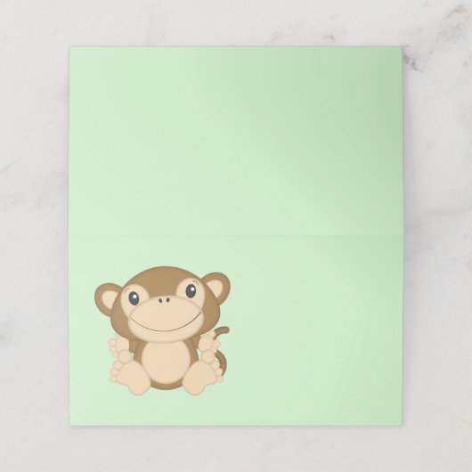 Monkey Baby Showgrün Platzkarte (Außenseite Aufgefaltet)