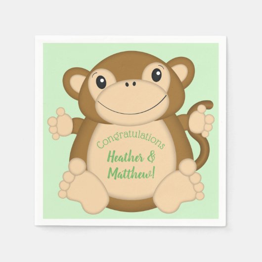 Monkey Baby Showgrün Serviette (Vorderseite)