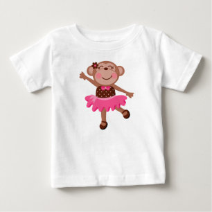 Monkey Ballerina Girly Baby Baby Baby Geschirr T-shirt