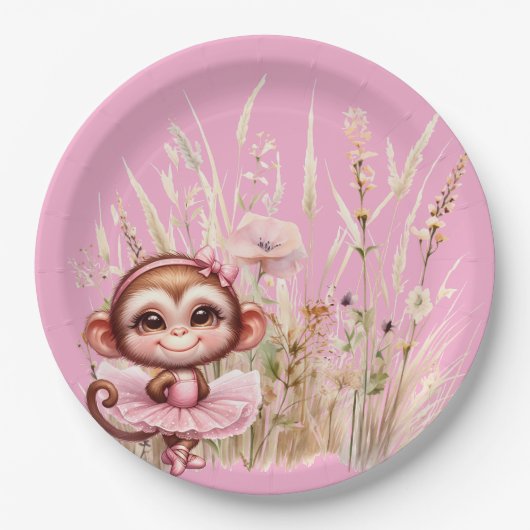 Monkey Ballerina Pappteller (Vorderseite)
