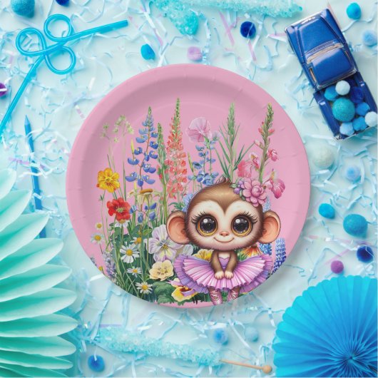 Monkey Ballerina Pappteller (Party)