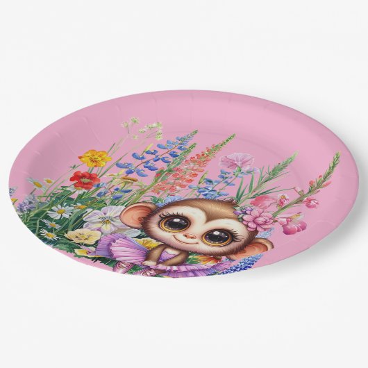 Monkey Ballerina Pappteller (Schrägansicht)