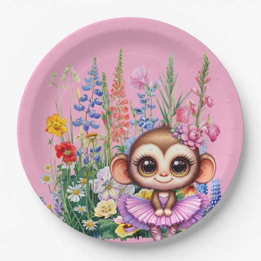 Monkey Ballerina Pappteller (Vorderseite)