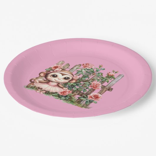 Monkey Ballerina Pappteller (Schrägansicht)