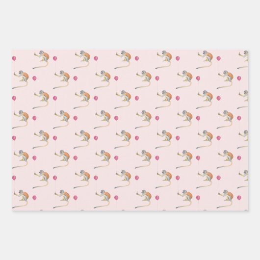 Monkey-Ballon Partys CadeauPapier Vellen Set Geschenkpapier Set (Vorderseite 2)