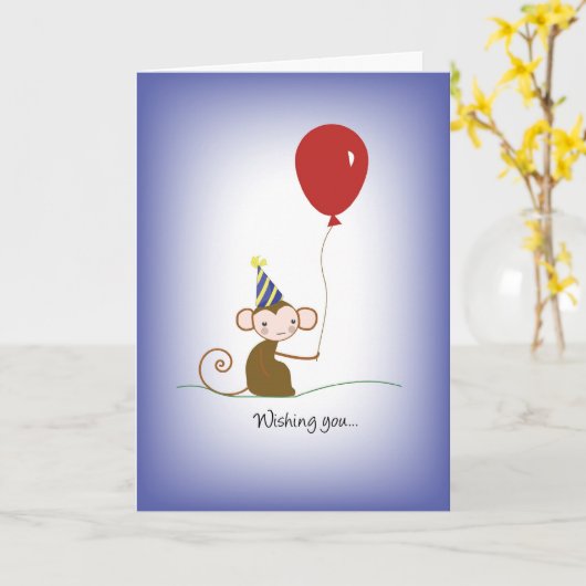 Monkey & Balloon Geburtstag Karte (Gelbe Blume)