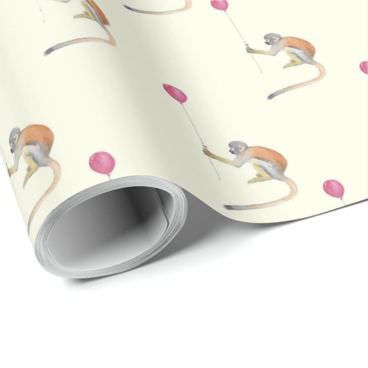Monkey Balloon Party Gift Wrap by Tonkinson Geschenkpapier (Rolleneckpunkt)