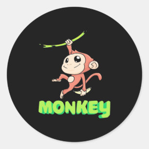 Monkey Banana Runder Aufkleber