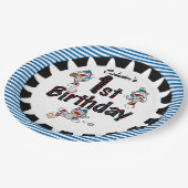 Monkey Baseball 1st Happy Birthday Paper Tellers Pappteller (Schrägansicht)