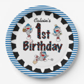 Monkey Baseball 1st Happy Birthday Paper Tellers Pappteller (Vorderseite)