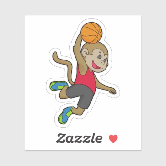 Monkey Basketball-Spieler Basketball Aufkleber (Blatt)