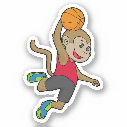 Monkey Basketball-Spieler Basketball Aufkleber (Vorderseite)