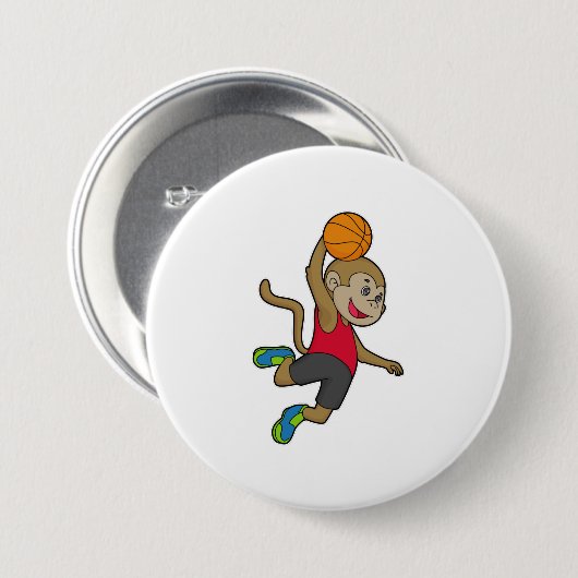 Monkey Basketball-Spieler Basketball Button (Vorne & Hinten)