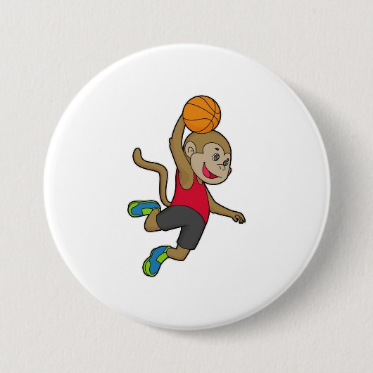 Monkey Basketball-Spieler Basketball Button (Vorderseite)