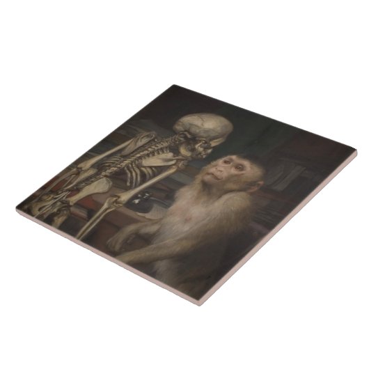 Monkey Before a Skeleton (von Gabriel von Max) Fliese (Seite)