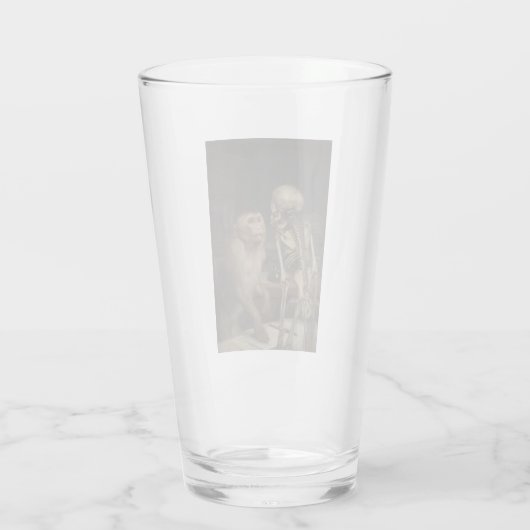 Monkey Before a Skeleton (von Gabriel von Max) Glas (Rückseite)