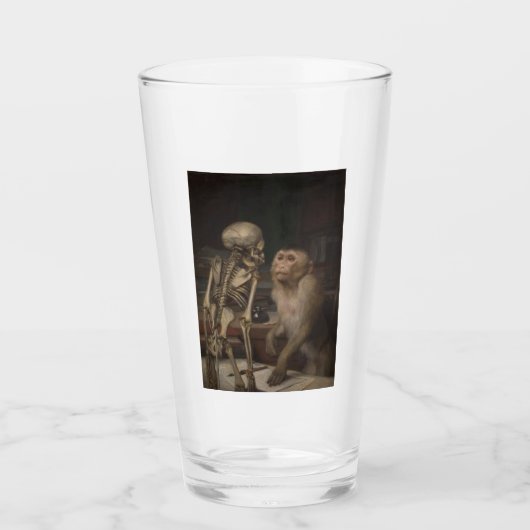 Monkey Before a Skeleton (von Gabriel von Max) Glas (Vorderseite)