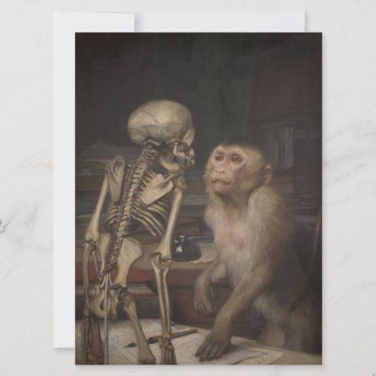 Monkey Before a Skeleton (von Gabriel von Max) Karte (Vorderseite)