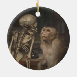 Monkey Before a Skeleton (von Gabriel von Max) Keramik Ornament