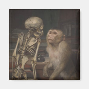 Monkey Before a Skeleton (von Gabriel von Max) Magnet