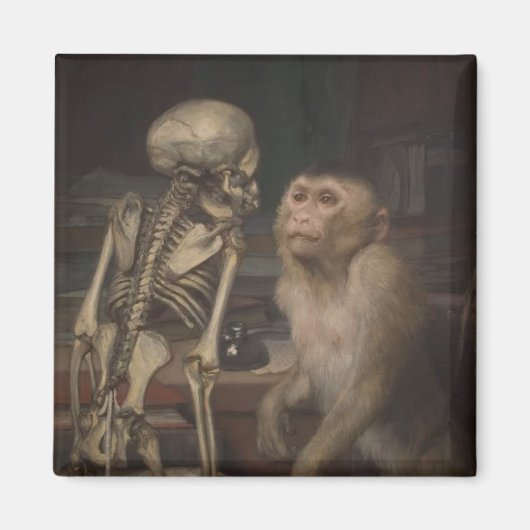 Monkey Before a Skeleton (von Gabriel von Max) Magnet (Vorne)