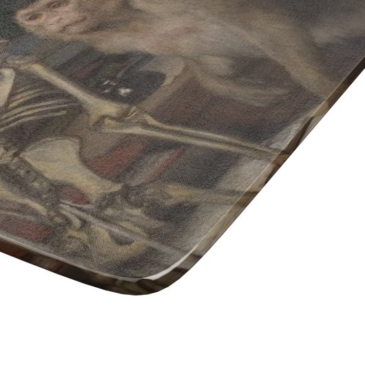 Monkey Before a Skeleton (von Gabriel von Max) Schneidebrett (Ecke)