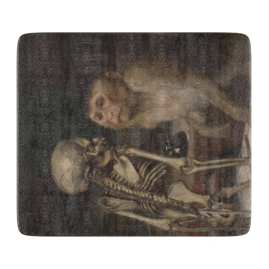 Monkey Before a Skeleton (von Gabriel von Max) Schneidebrett (Vorderseite)