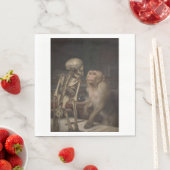 Monkey Before a Skeleton (von Gabriel von Max) Serviette (Beispiel)