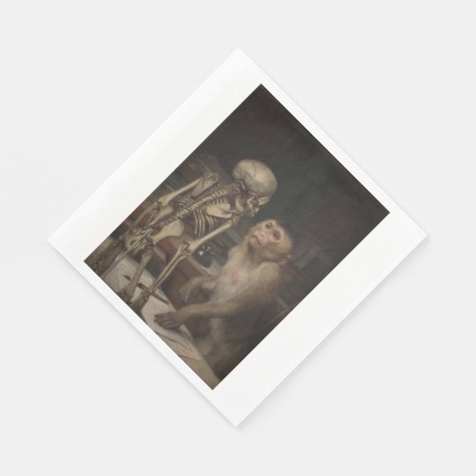 Monkey Before a Skeleton (von Gabriel von Max) Serviette (Ecke)