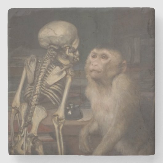 Monkey Before a Skeleton (von Gabriel von Max) Steinuntersetzer (Vorderseite)