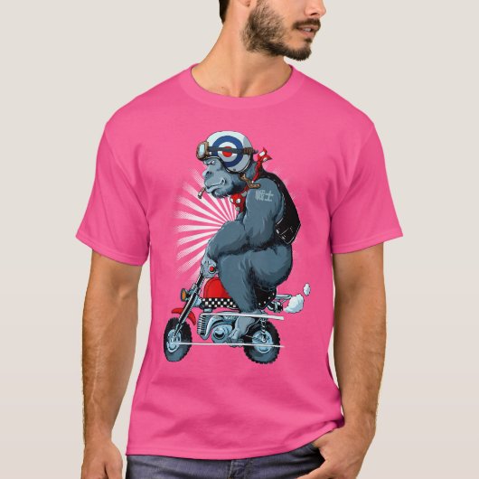 Monkey Bike Gorilla Cartoon T-Shirt (Vorderseite)