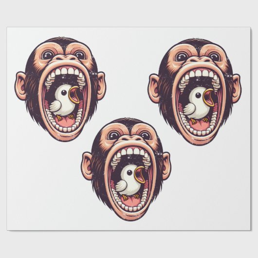 Monkey Bird Geschenkpapier (Flach)