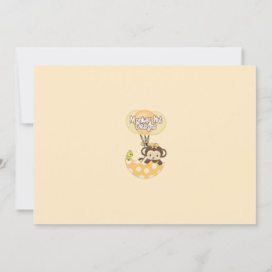 Monkey Birdie Umbrella Baby Dusche Einladung (Rückseite)