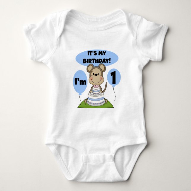 Monkey Birthday Boy 1. Baby Strampler (Vorderseite)