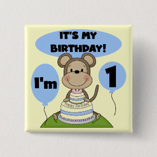 Monkey Birthday Boy 1. Button