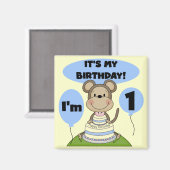 Monkey Birthday Boy 1. Magnet (Vorderseite/Rückseite)