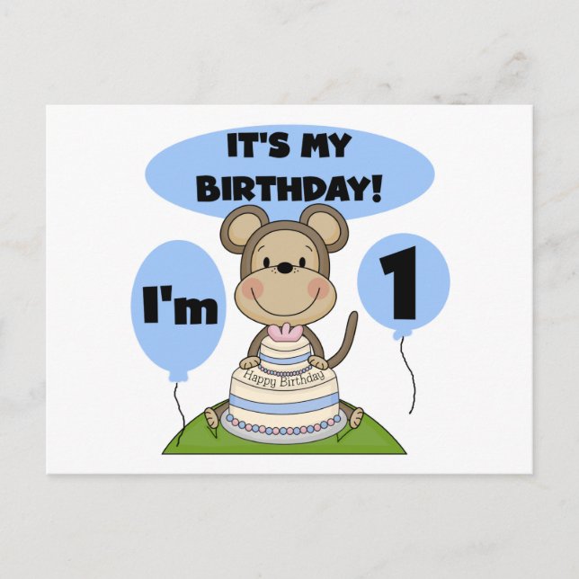 Monkey Birthday Boy 1. Postkarte (Vorderseite)