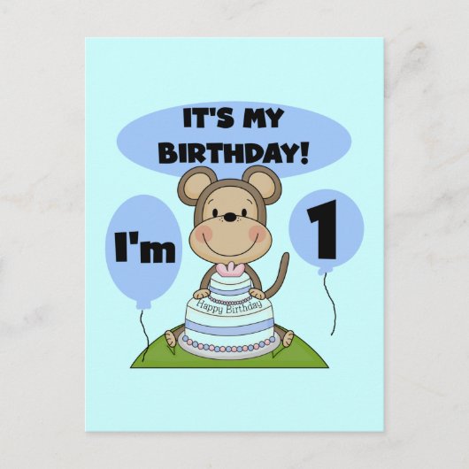 Monkey Birthday Boy 1. Postkarte (Vorderseite)