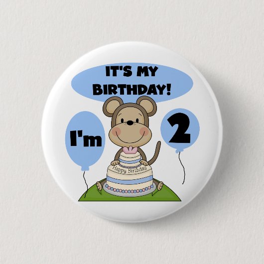 Monkey Birthday Boy 2. Shirts und Geschenke Button (Vorderseite)