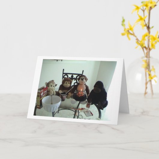 Monkey Birthday Cake Karte (Gelbe Blume)