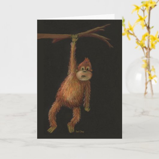 Monkey Birthday Card Karte (Gelbe Blume)