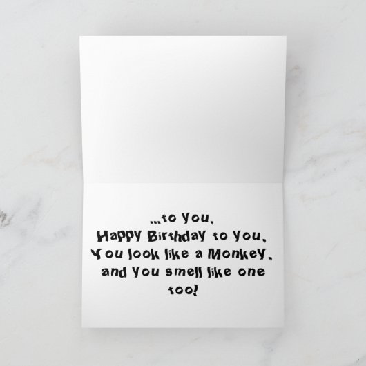 Monkey Birthday Card Karte (Innenseite)