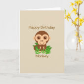 Monkey Birthday Card Karte (Gelbe Blume)