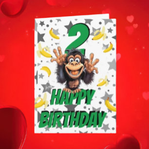 Monkey Birthday Card Karte