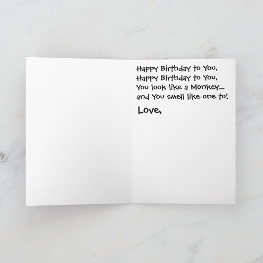Monkey Birthday Card Karte (Innenseite)