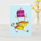 Monkey Birthday Card Karte (Gelbe Blume)