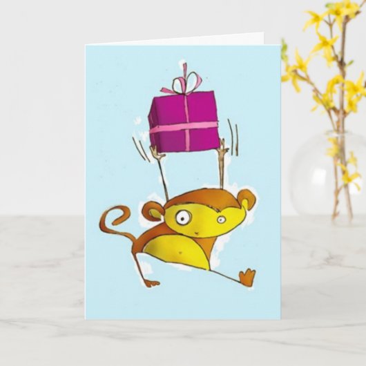 Monkey Birthday Card Karte (Gelbe Blume)