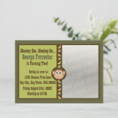 Monkey Birthday Foto Einladung (Stehend Vorderseite)